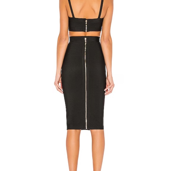 Superdown Emilia Two Piece Crop Top and Skirt Set in Black - Picture 2 of 7